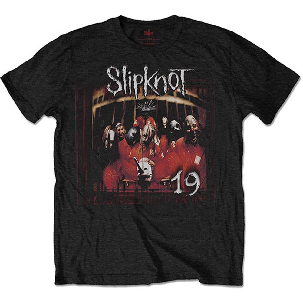 Men s Slipknot Debut Album 19 Years (Back Print) Slim Fit T-shirt Large Black L
