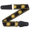 Fashion Guitar Strap Sun Flower Pattern Genuine Leather Ends with for Acoustic Electric Guitar Bass