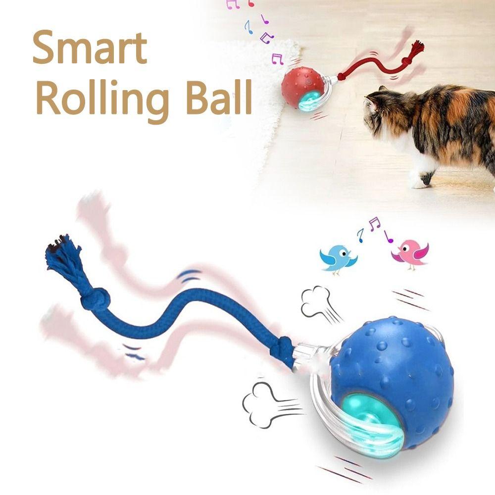 Automatic Smart Cat Toys Fast Rolling Imitate Mouse Tail Dog Cat Training Ball with Bird Sounds Indoor Playing