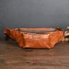 Vintage Chaozhou Hand-Colored Leather Fanny Pack: Retro Genuine Leather Chest Bag with Multi-Pocket Phone Holder