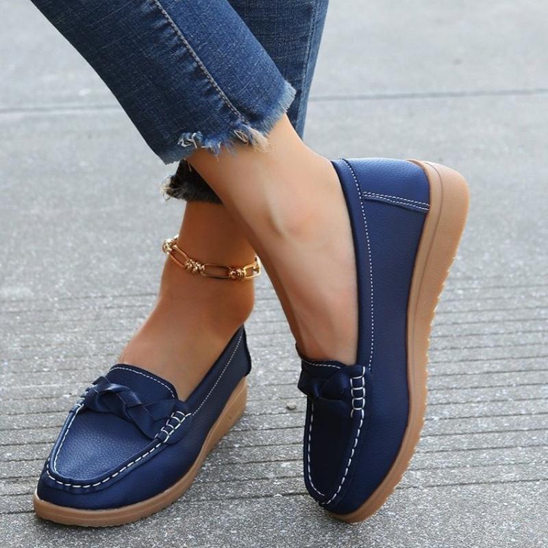 Damen Flache Lederschuhe Sommer Modisch Bequem Elegant Loafer Große Größe Outdoor Freizeitschuhe