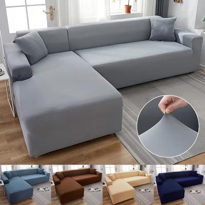 Solid Color Elastic Sofa Covers for Living Room Thicken Sectional Corner Slipcovers Couch Cover L Shape Need Buy 2PCS Cover