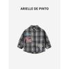French Arielle De Pinto Girls' Letter Plaid Shirt Autumn Fashion Casual Cute Girl's Top