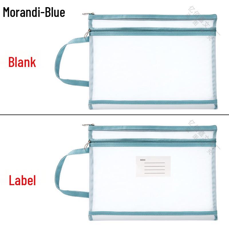 

Nylon A4 Mesh Zipper Briefcase - Transparent Document Bag with Label Blank A4 [34x24.5cm]