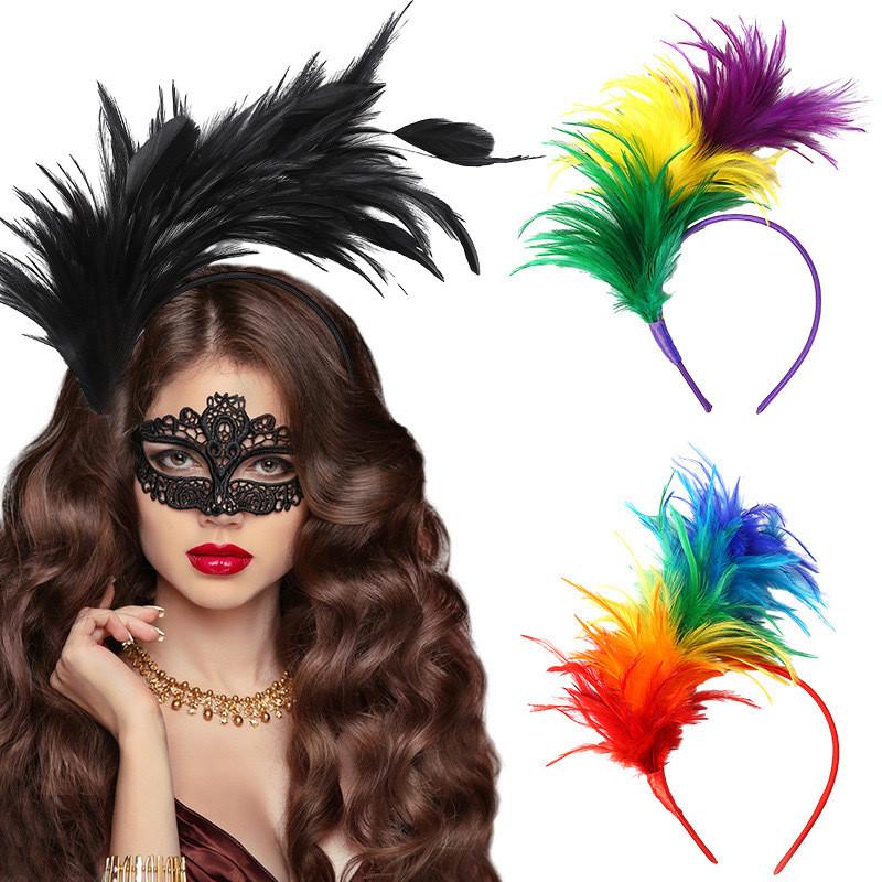 New Retro Rainbow Feather Headband For Kids Ideal For Halloween Parties And Celebrations