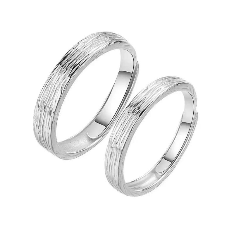 Adjustable Classic Couple Rings Set Rhodium/Gold Plated Brass Open Rings with Zircon Flower Design for Lovers