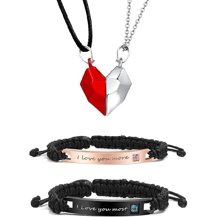 Long Tiantian Couples Bracelets Necklaces Matching Couple Bracelet Necklace for Bf Gf Couple Gifts for Her Couples Promise Necklace Bracelet for Him