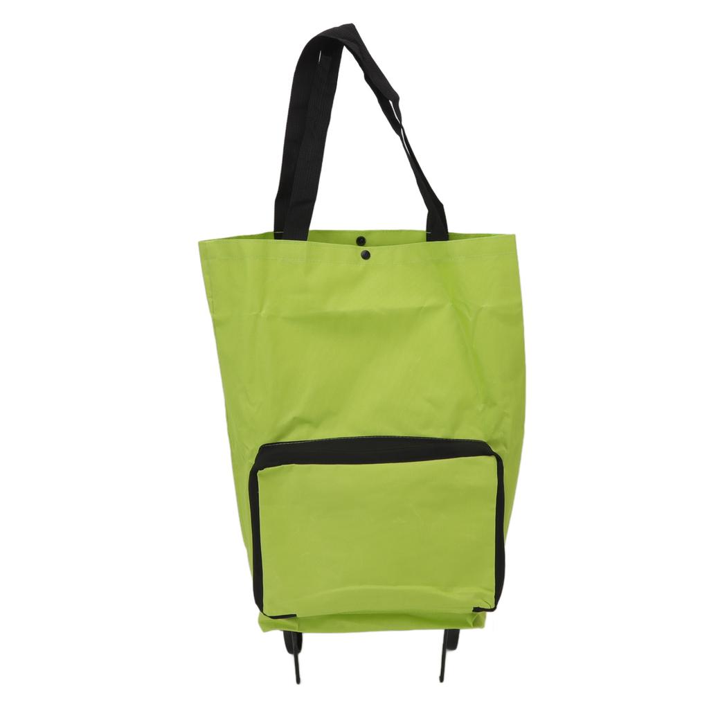 Foldable Shopping Cart with Wheels Multifunctional Fabric Storage Bag Portable Shopping Bag Green