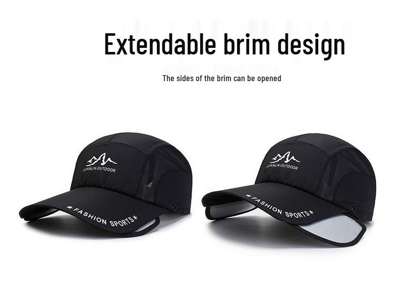Detachable Neck Protector Sunscreen Baseball Cap with Telescopic Brim for Men & Women