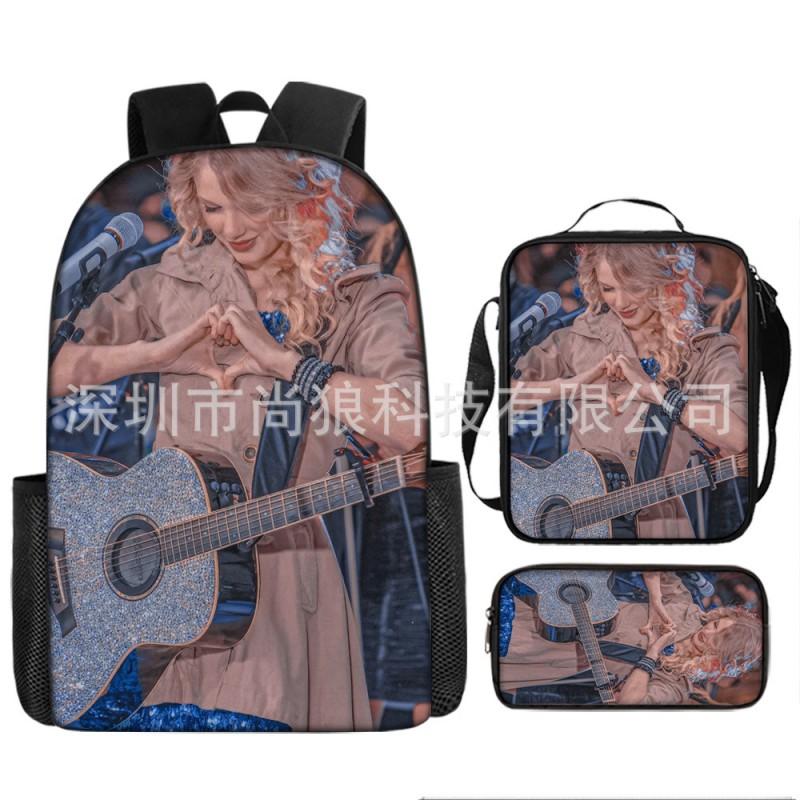 Taylor Swift Themed Kids School Backpack Set Elementary Students Oxford Fabric Breathable Lightweight With Padded Straps