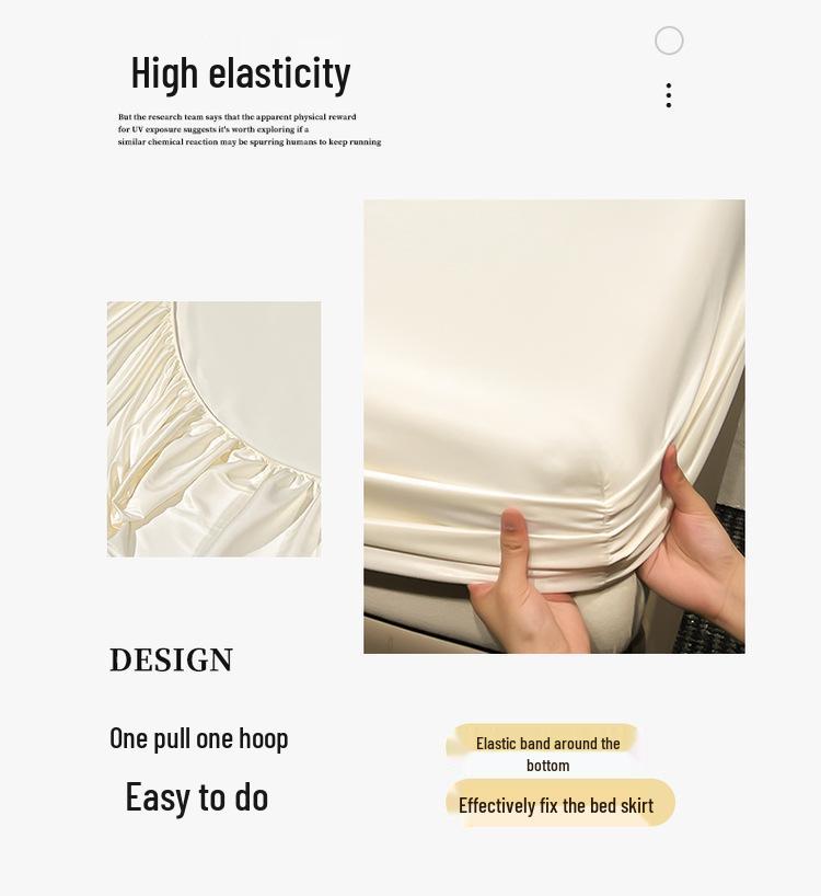 Washed Silk Summer Fitted Sheet Set - Ice Silk Mattress Protector, Cover, and Bedspread (3-Piece)
