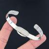 Natural Scolecite Gemstone Bangle Flower Adjustable 925 Silver For Girls