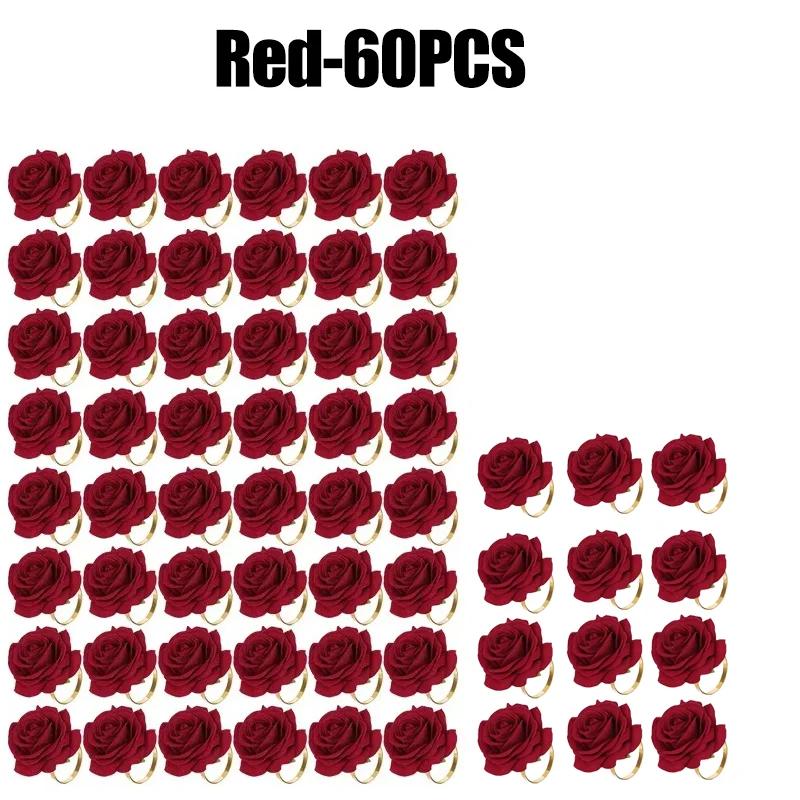 96PCS Rose Napkin Clasp, Pink Rose Red Rose Napkin Ring, Wedding, Valentine's Day Banquet, Party Christmas Birthday Decoration