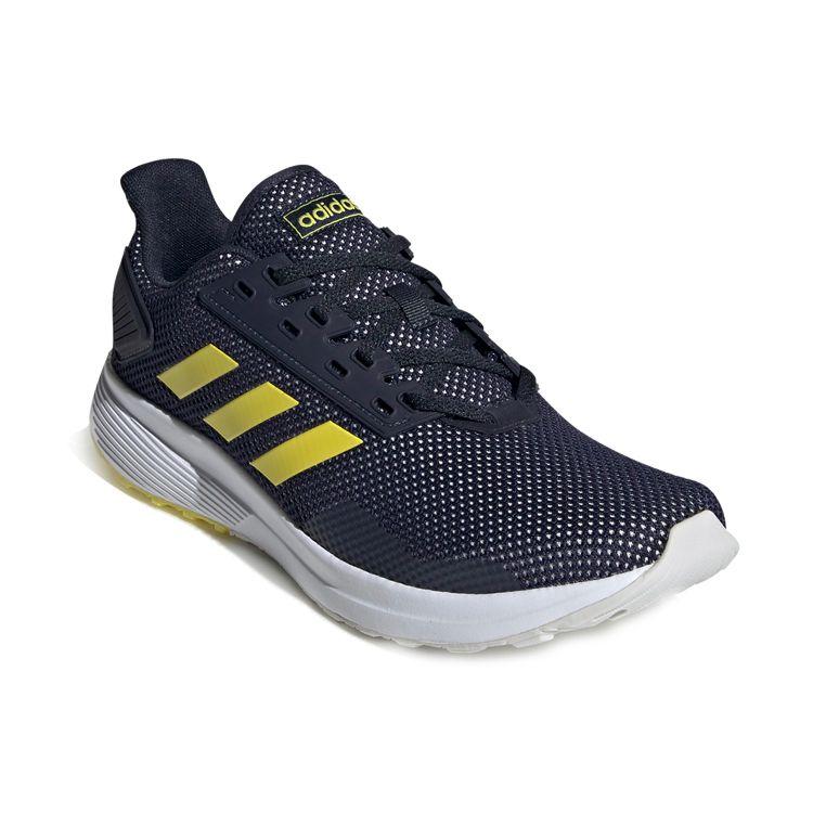 Adidas Duramo 9 Comfortable Cushioning Low-Top Casual Running Shoes Men Sneakers Navy-Blue Yellow EG3007