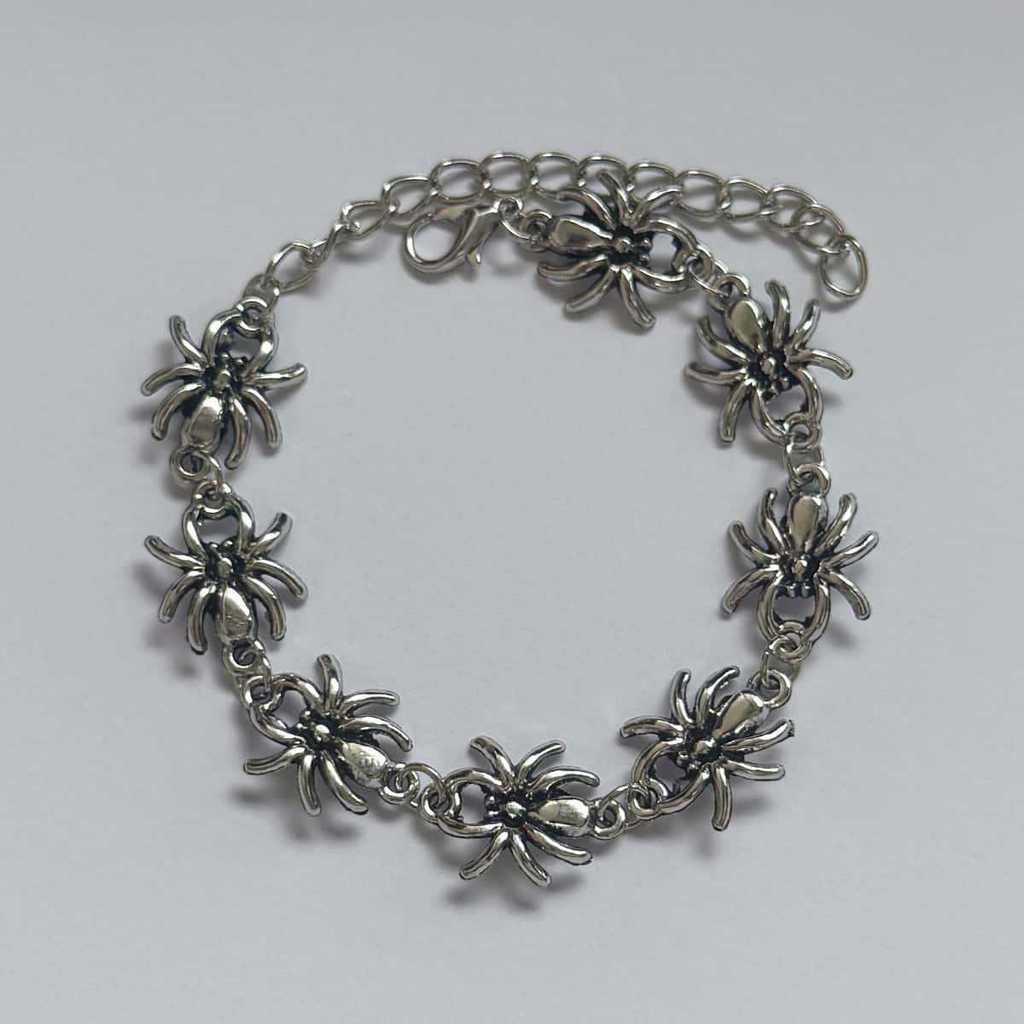 Gothic Spider Pendant Necklace With Geometric Zinc Alloy Chain For Party Wear