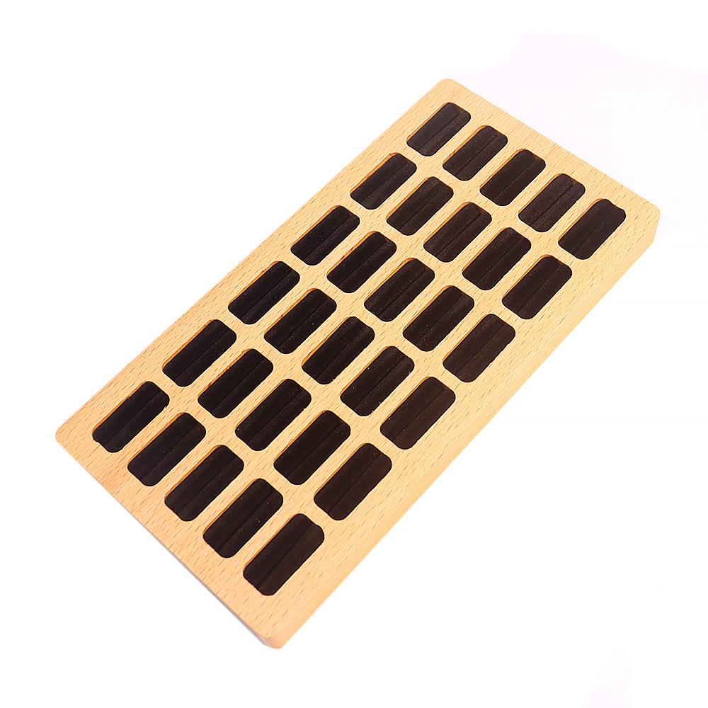 High Quality Wooden Jewelry Display Tray 20 30 42 Slots Ring Organizer Tray Solid Wood Jewelry Ring Storage Display Custom Logo
