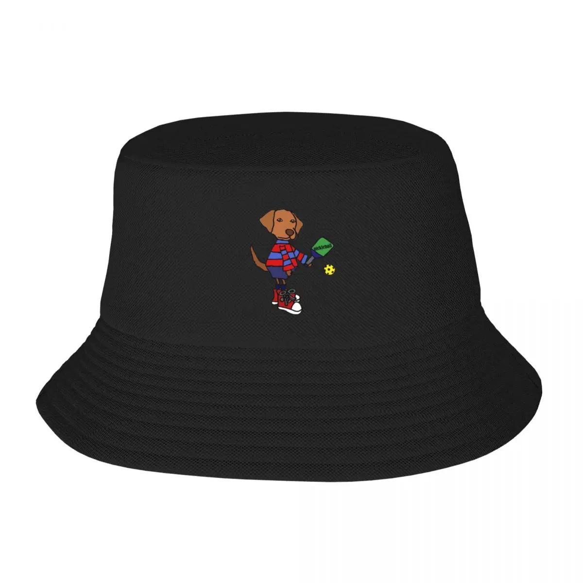 New Funny Chocolate Lab Dog Playing Pickleball Bucket Hat Rugby Dad Hat Summer Hat Women Beach Fashion Unisexs