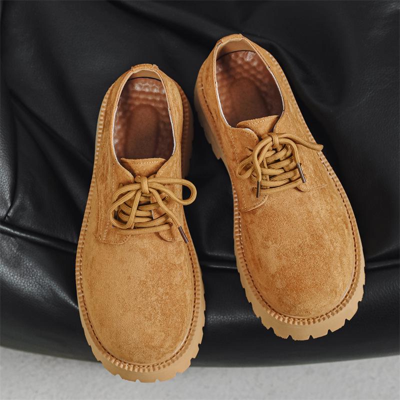 Men's Vintage Low-Top Derby Shoes, Autumn/Winter 2024 Martin Boots, Thick Sole, Versatile Style (Model: 66502-J)