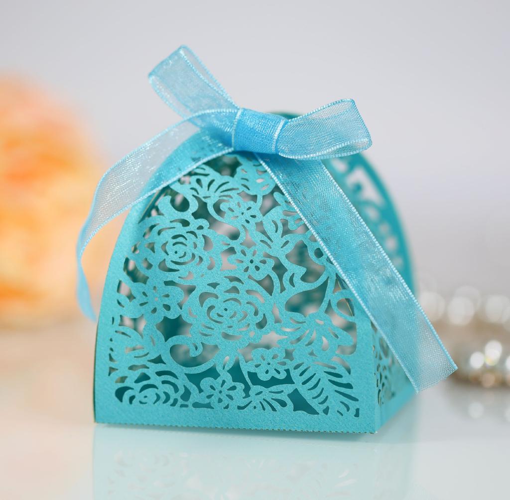 25/50/100pcs Laser Hollow Cut Wedding Candy Boxes with Thank You Tag Valentine's Day Gift Chocolate Packaging Box Party Favors