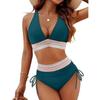 Women High Waisted V Neck Tie Side Push Up Bikini Set