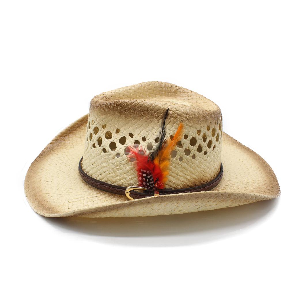 Hat Western Cowboy Jazz Hat Men'S And Women'S Straw Hat Summer Outdoor Shade Sun Hat