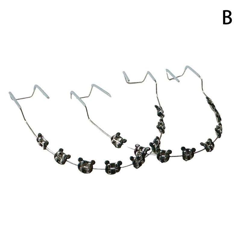 1Pair Cartoon Fake Braces Colorful Brackets For Teeth Temporary Metal Wires Metal Bracket Orthodontic Ligature Ties Dental Tool