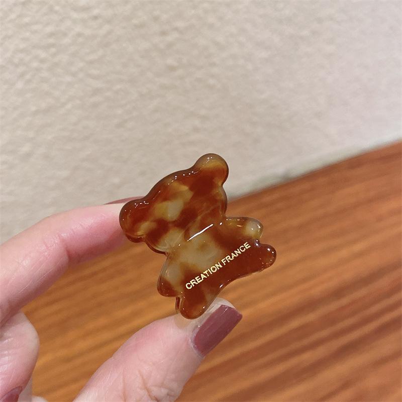 

Delightful Mini Vintage Bear Claw Clip Colorful Acetate Hair Accessory For Women Coffee Black Clip