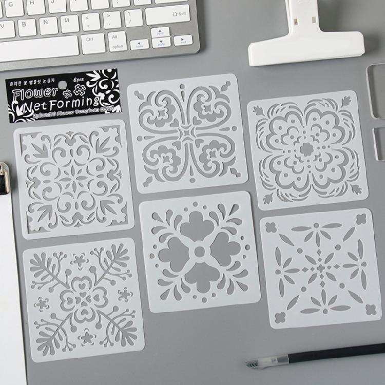 6 Pcs Flowers Stencils Drawing Stencils Leaf Templates For Creative Scrapbook Pages And DIY Home Projects