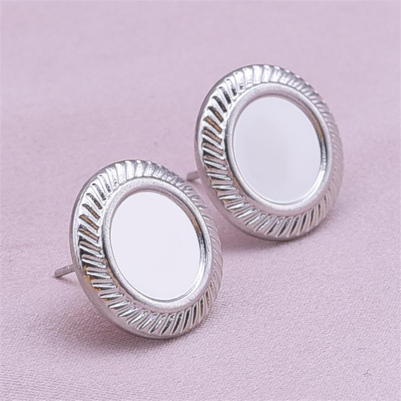 High Quality Piercing Ear Studs Round Fatima Hand Blank Charm Earring Stainless Steel Earrings For Women Men Handmade Materials