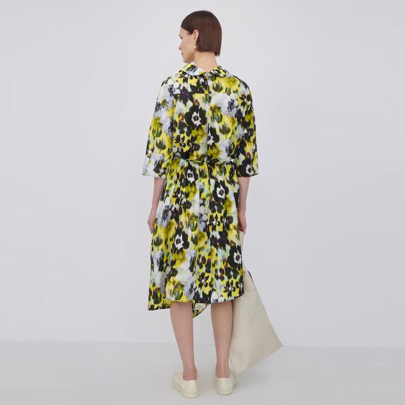 LESS 2023 Autumn Lapel Long Sleeve Silk Dress