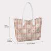 Women Tote Bag Sweet Plaid Leaf Printed Casual Large Capacity Daily Shoulder Bag for Outdoor Shopping Commute