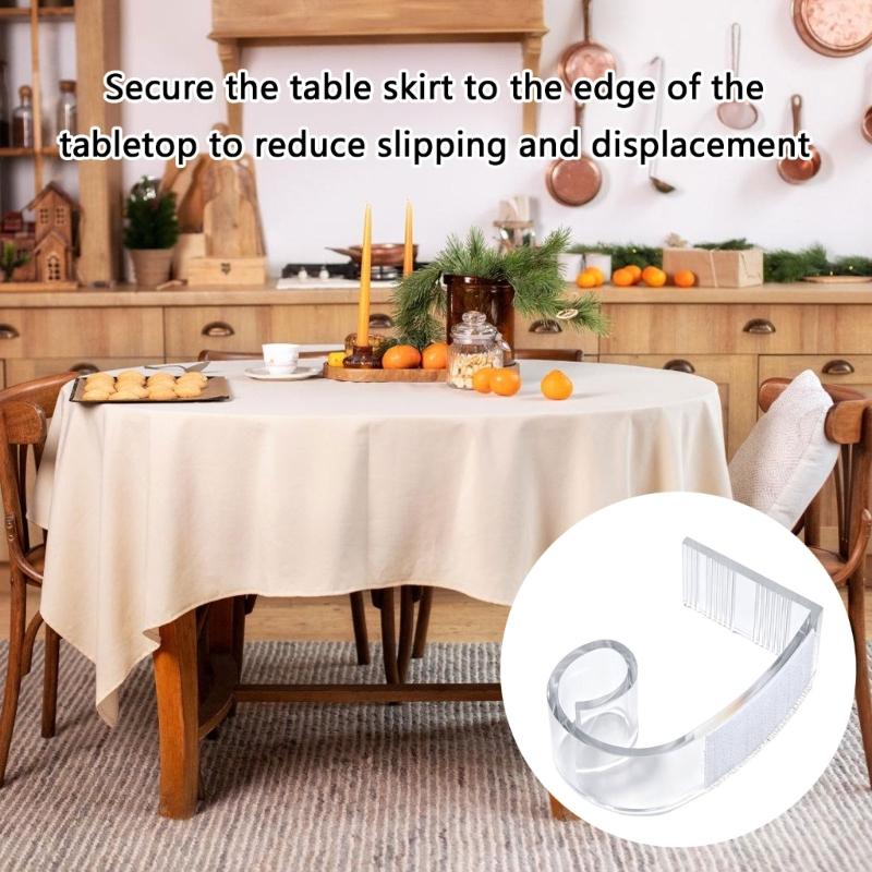 Reusable Table Skirting Fasteners, 12 Piece Plastic Tablecloth Holders with Touch Fastener Straps for Wedding Tables and Trade Show Displays