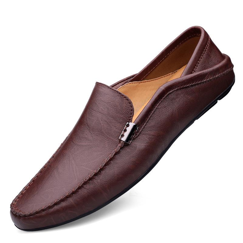 Large Casual Men s Korean Style Leather Slip-On Driving Shoes with Soft Sole 40 темно-коричневого