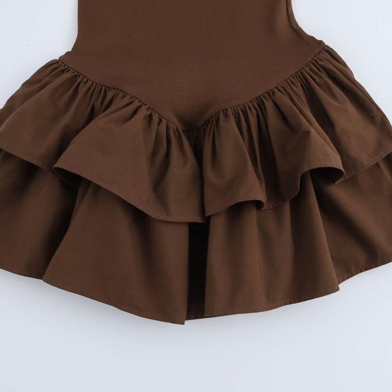 Kaslead New Arrival Women's Clothing Fashion Style Fashion Minimalist Laminated Decoration Short Dress 0085305