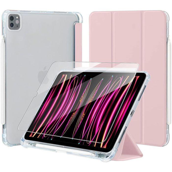 Coque de Tablette - E.F.Connection - pour iPad Pro 12,9" - Silicone Renforcé - Verre Trempé - Rose