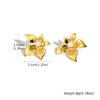Vnox Exaggerated Chunky Stud Earrings For Women Girls,Stainless Steel Wide Flower Pearl Inlay,Light Luxury High-end Ear Jewelry