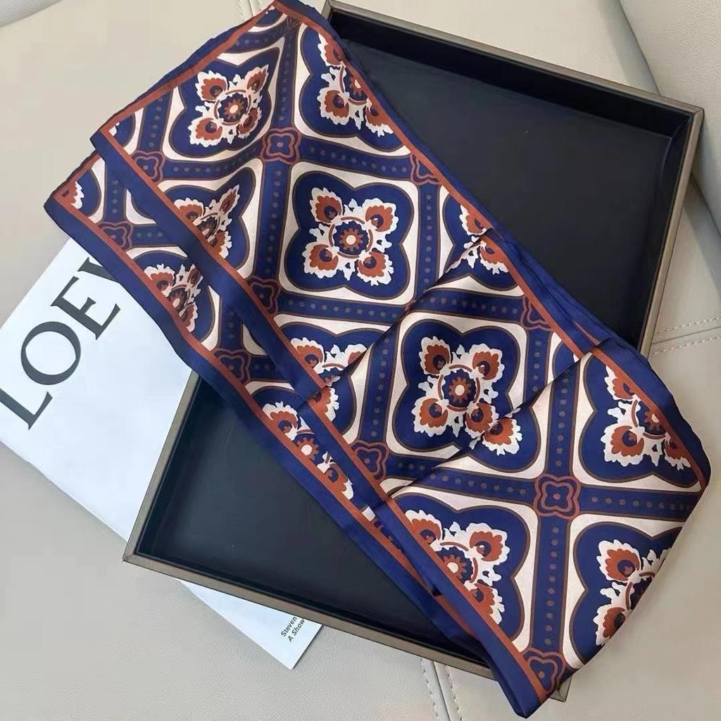 Langer Seidenschal Damen Sommer Kleiner Seidenschal Druck Simulation Seide Bindetasche Streamer Professioneller Kleiner Schal