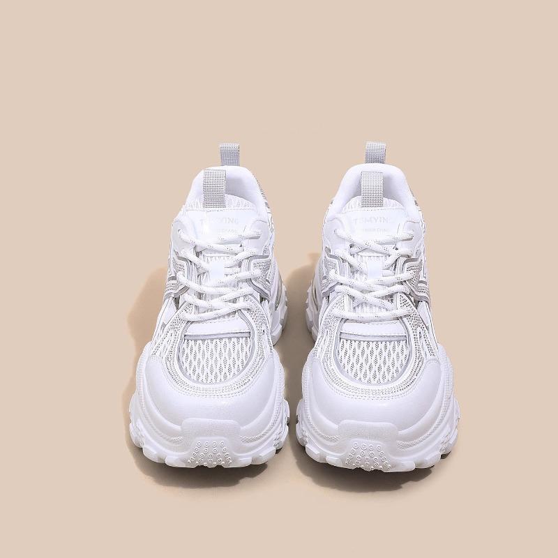 Thick-soled hollow dad shoes women's new summer shoes versatile breathable mesh rhinestone casual sports sandals