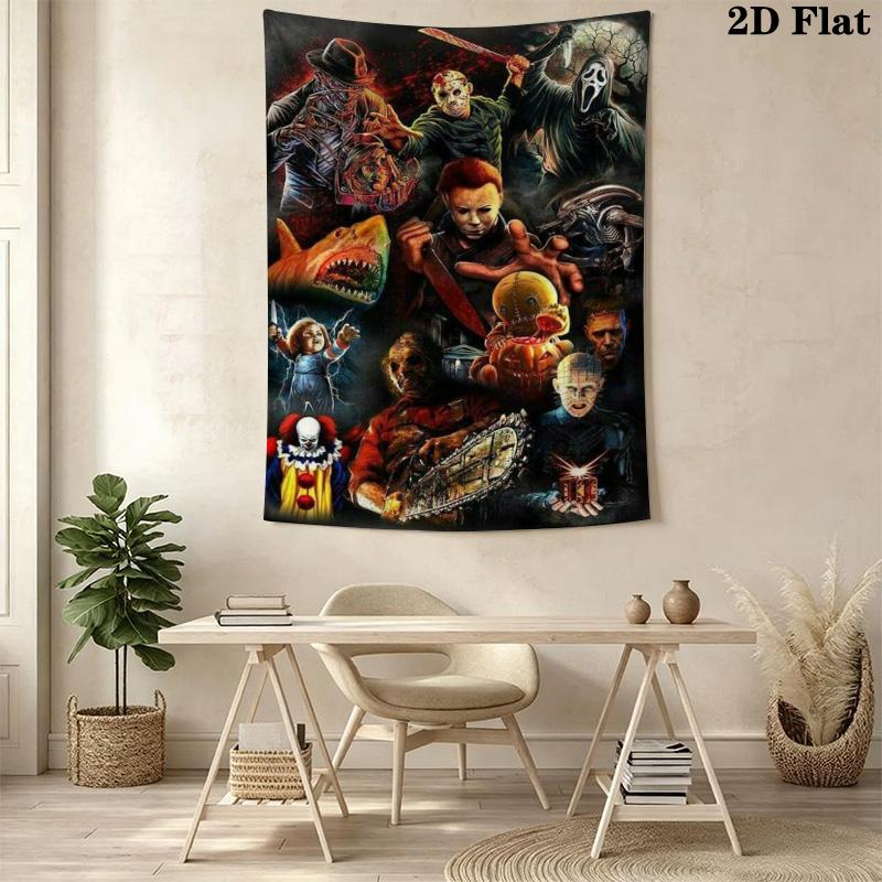 Creepy Clown Tapestry Spooky Room Tapestry Background Cloth Fashion Print Atmospheric Background Cloth Wall Decoration Christmas Gift