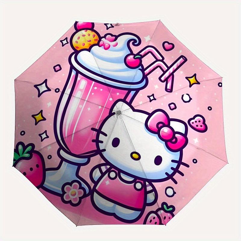 1pc Hello Kitty Milkshake Umbrella with Plastic Handle,Suitable for All Seasons Home Travel Outdoor UmbrellaSanlio044