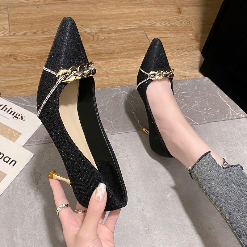 French Elegant Xiaoxiangfeng High Heels Versatile Stiletto Design Sense Niche Fashion Single Shoes New In Spring and Autumn 2024