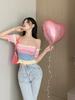 Women's Off-the-Shoulder Striped Knit Tee: 2024 Slim-Fit Summer Design