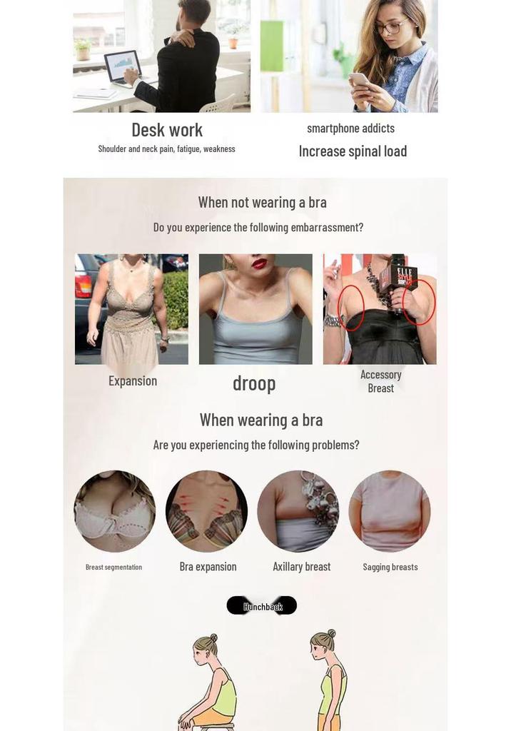 Posture Correcting Bra with Side Support and Chest Lift