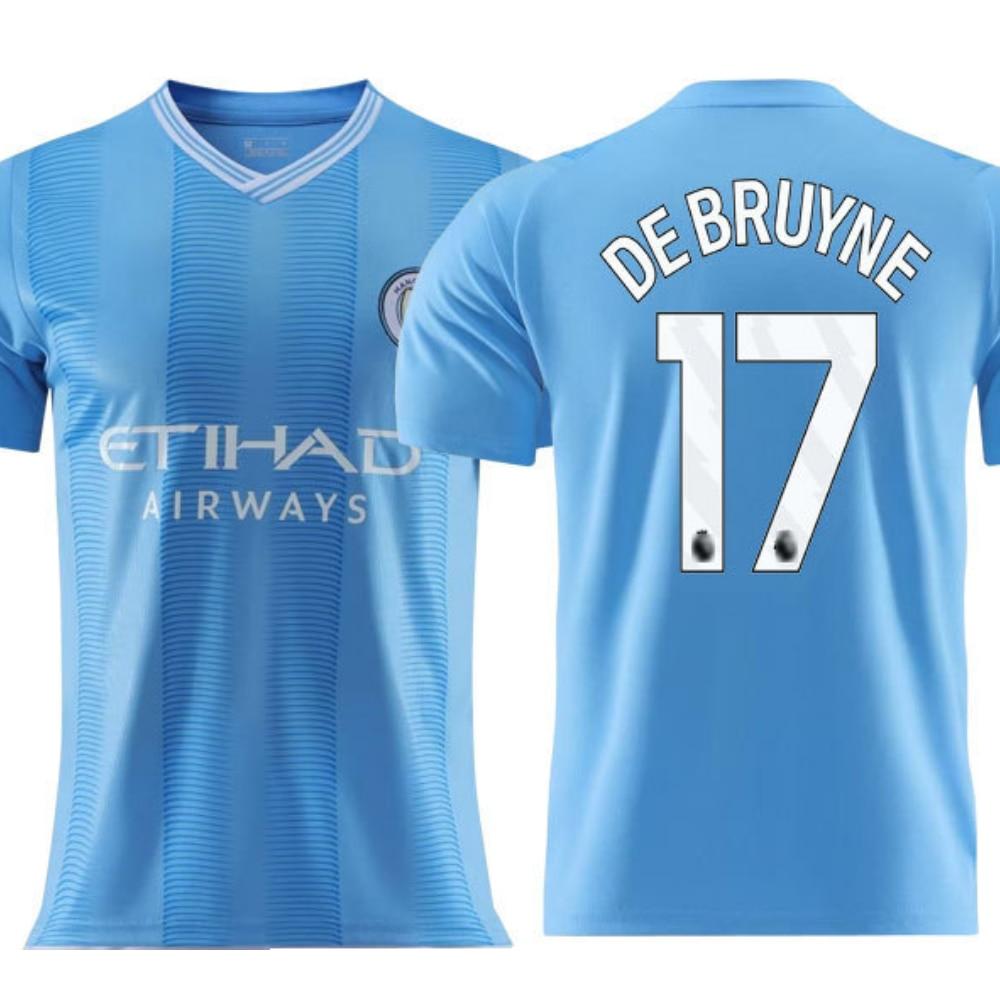 Kids Sports Equipment Man City De Bruyne Football Jersey 2023/2024 Season Party Chili® Polyester Blue Children's Day Gift