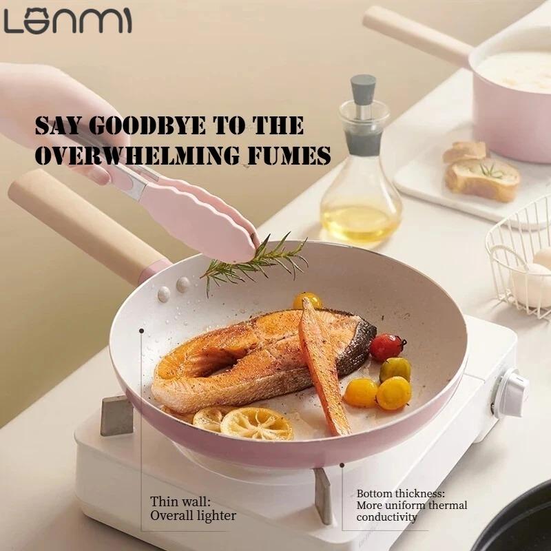 LANMI Non-Stick Frying Pans Anti-overflow Skillet Low-smoke Breakfast Egg Steak Flat-bottomed Pot Home Gas Stove General Pot