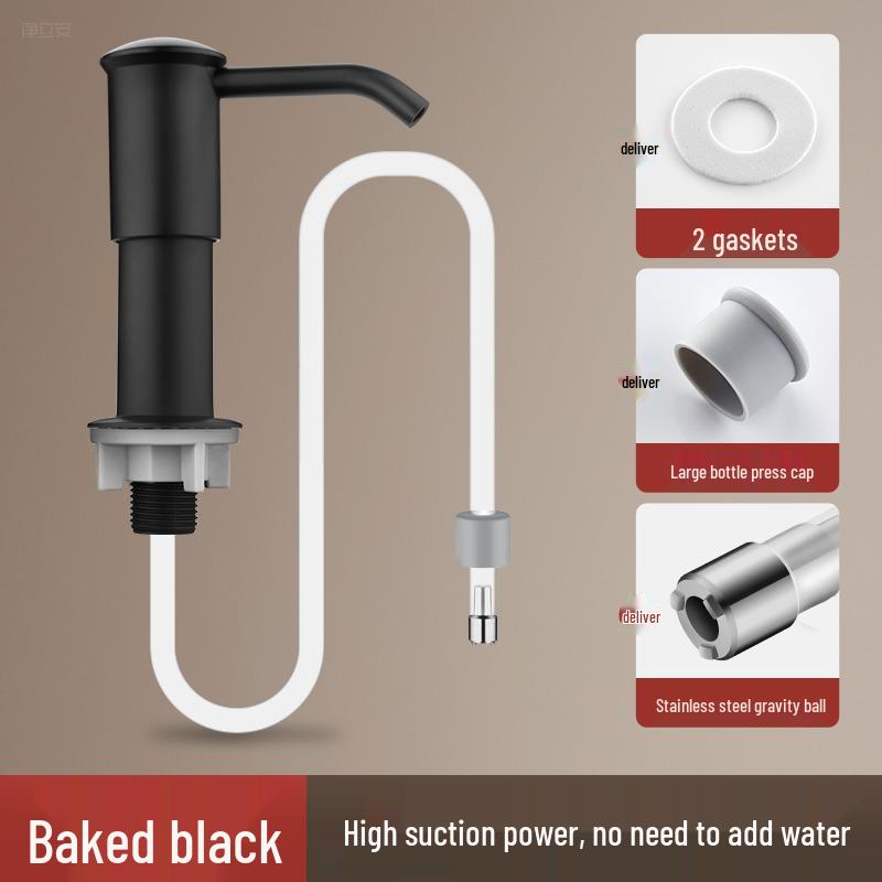 Space Aluminum Quick-Install Soap Dispenser with Extension Rod for Sink or Vegetable Washing Basin.