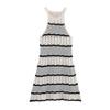 Zbzr Spring New Women Clothes Western Style Sleeveless Halterneck Skirt Short Knitted Stripes Dress 3991011