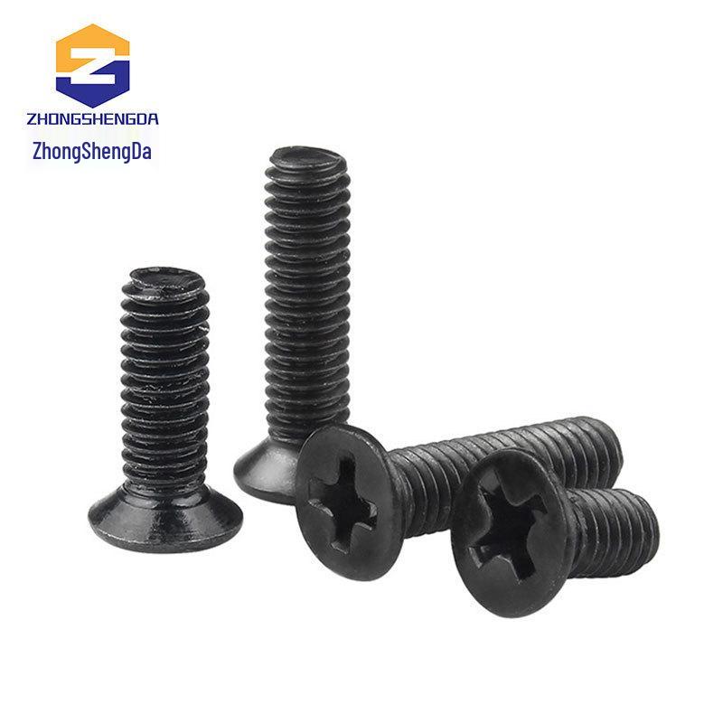 Carbon Steel Black Flat Head Phillips Countersunk Screws - Sizes M1.2, M1.4, M1.6