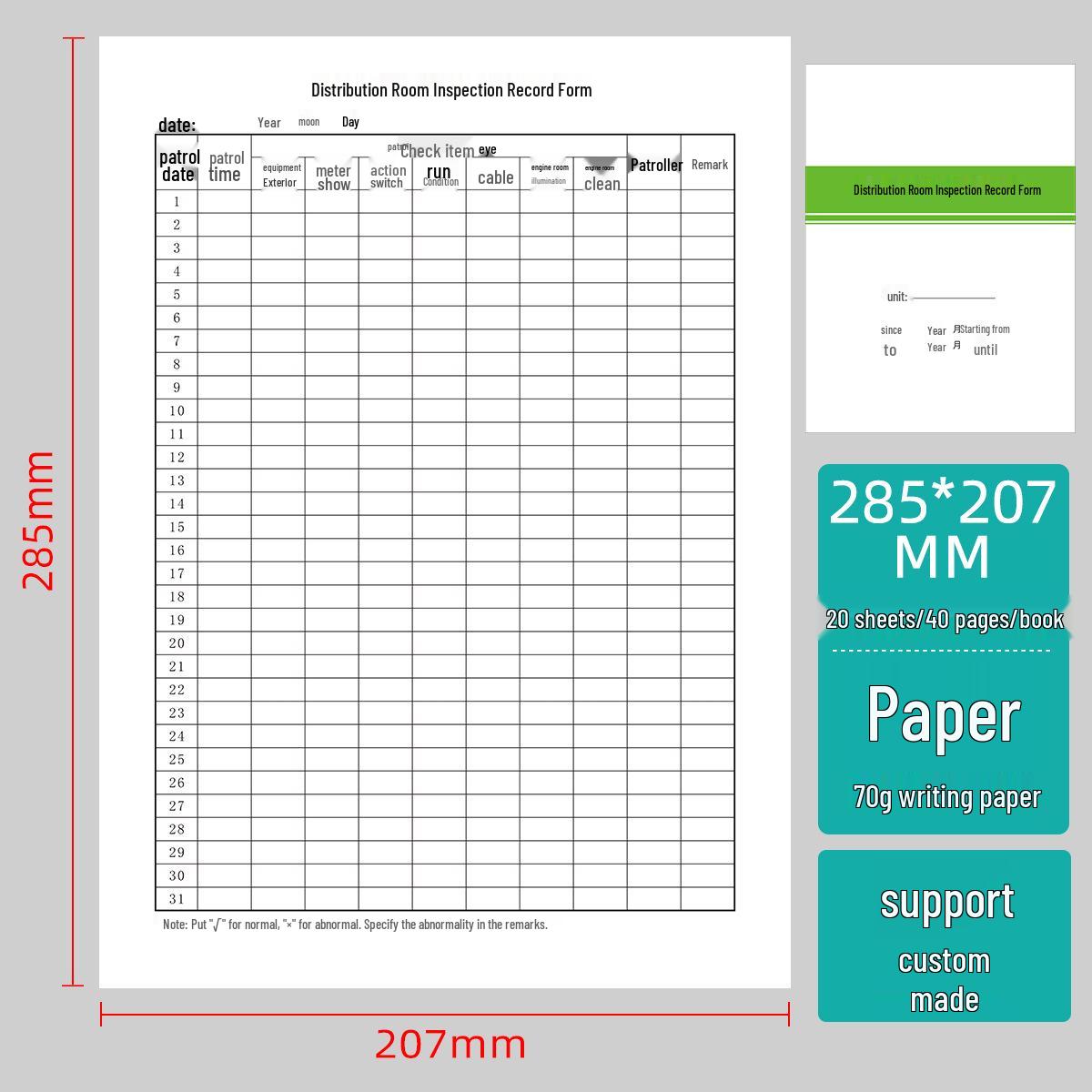 A4 Property Management Inspection & Cleaning Record Ledger