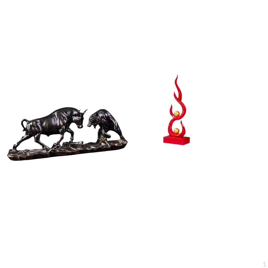 Modern Feng Shui Figurine with Abstract Fire Resin Flame Sculpture for Desk Office Patio Bookshelf